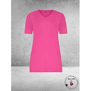 Plus Basics Travel Shirt V- Hals Fuchsia